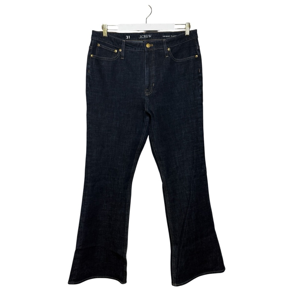 J Crew Skinny Flare Jeans Blue Denim Size 31 Inseam 31 Dark Wash New Hippie Boho